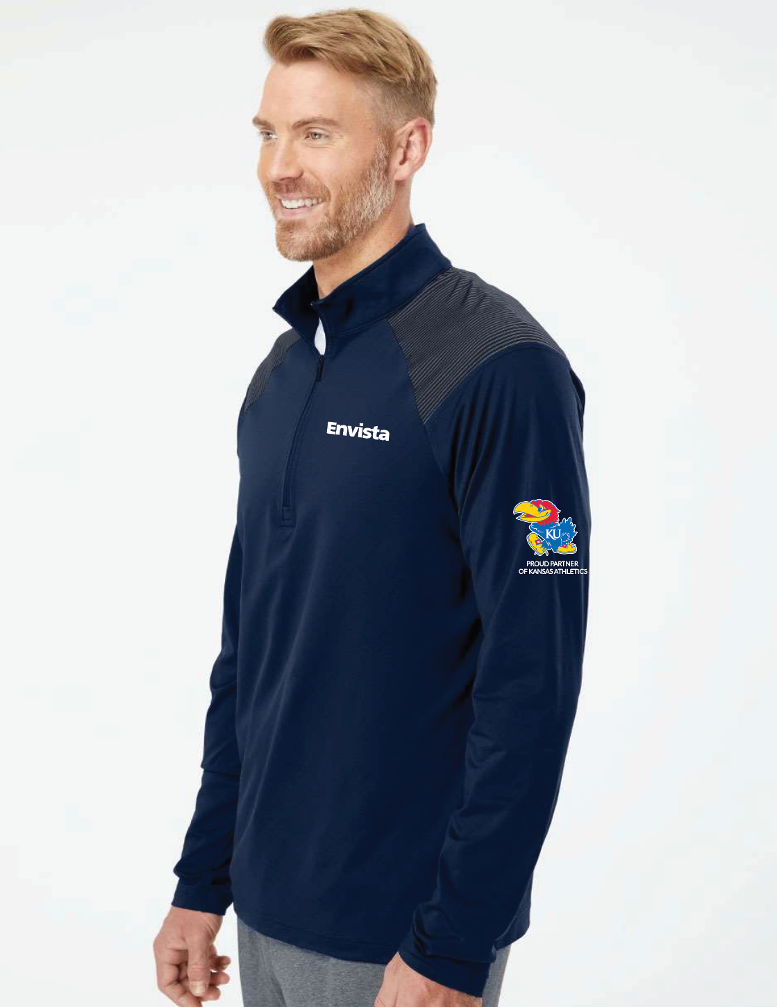 Envista KU Adidas Stripe Block Quarter-Zip Pullover