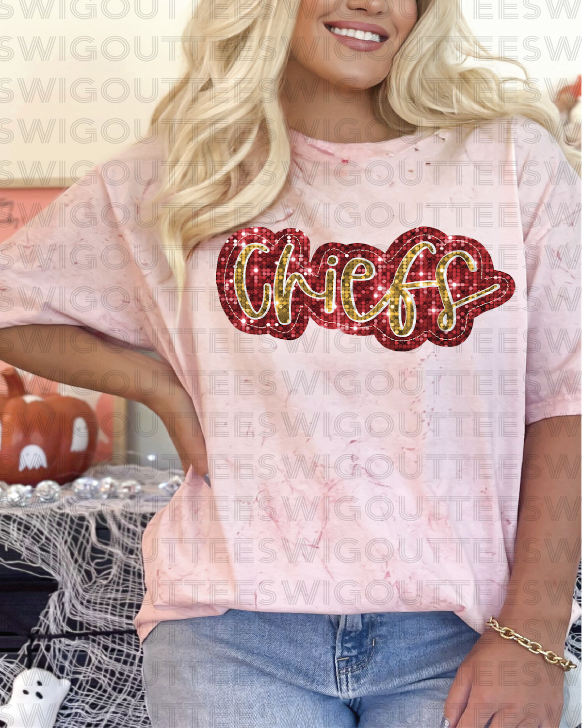 Chiefs "FAUX" Sparkle on Comfort Color