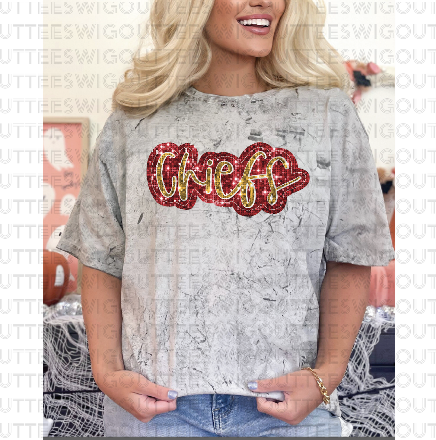 Chiefs "FAUX" Sparkle on Comfort Color
