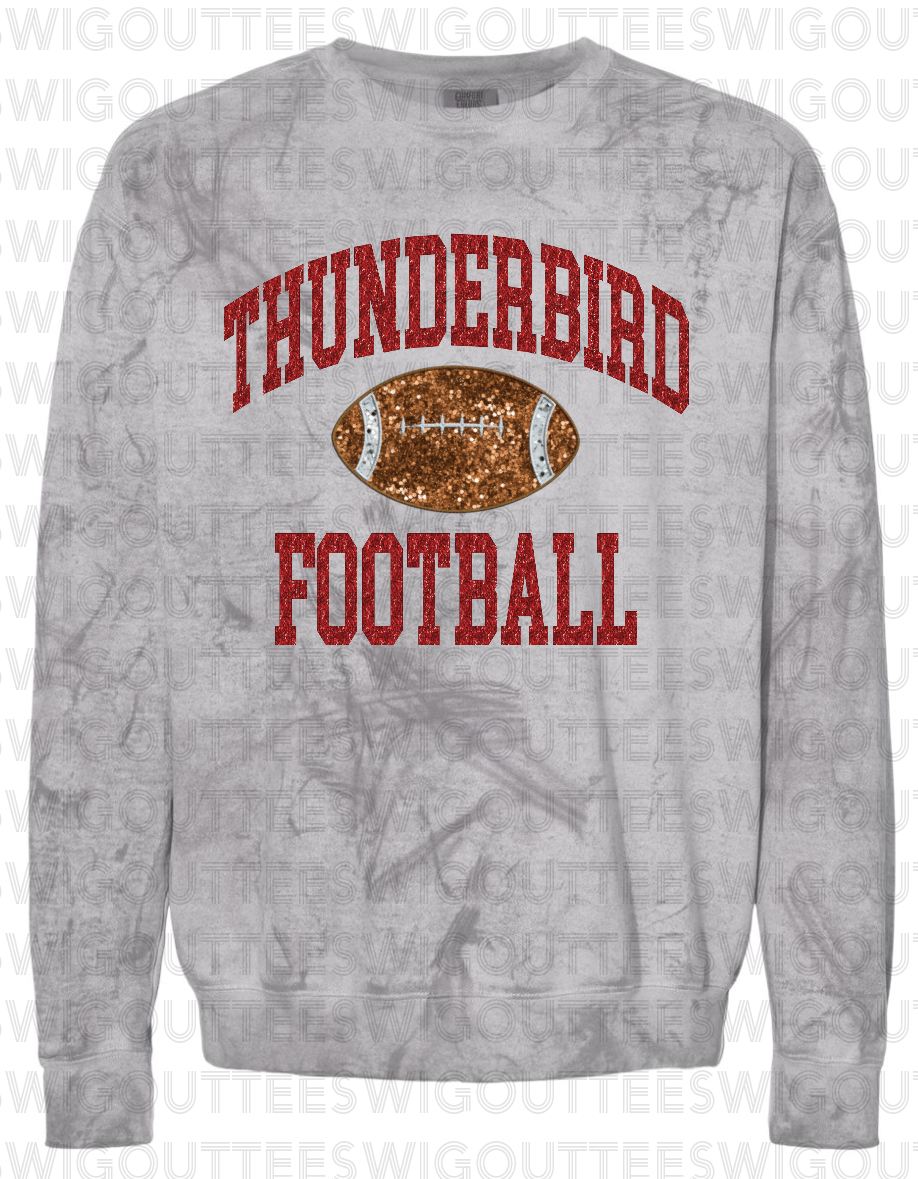 Thunderbird Football "FAUX" Sparkle on Comfort Color
