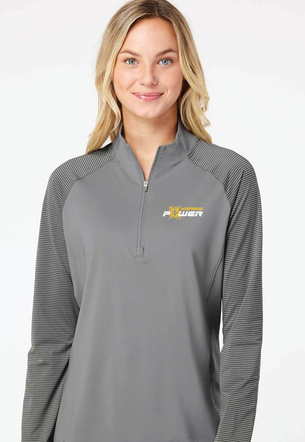 Kansas Power Women's Stripe Block Quarter-Zip Pullover