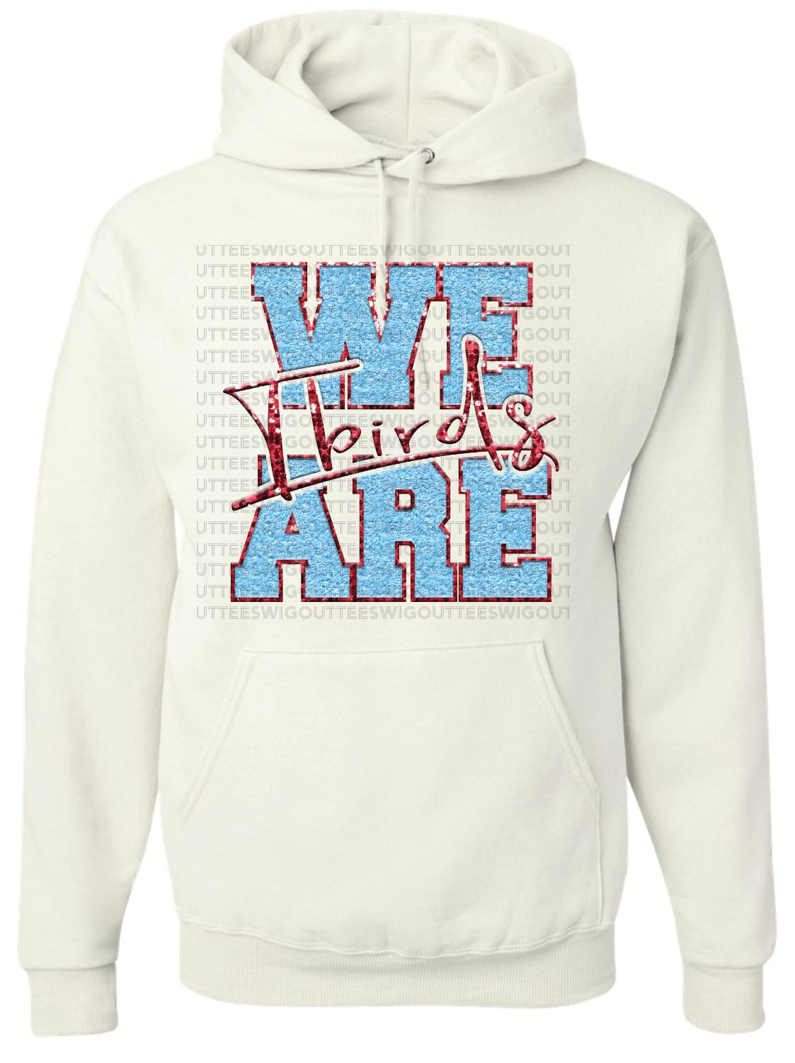 We Are Tbirds *FAUX* Chenille & Glitter Jerzees Nublend Hooded Sweatshirt