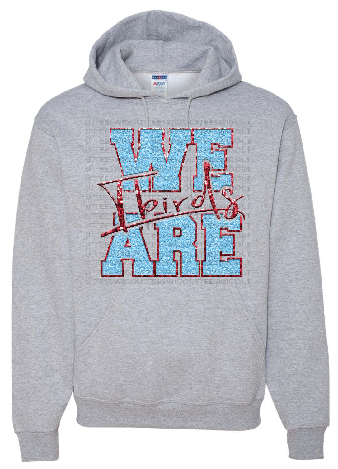 We Are Tbirds *FAUX* Chenille & Glitter Jerzees Nublend Hooded Sweatshirt