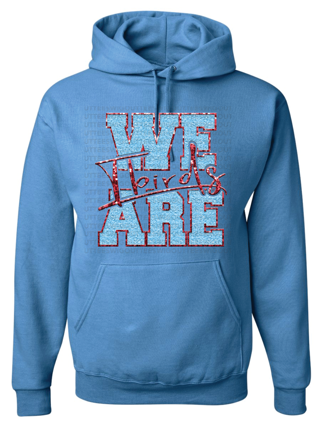We Are Tbirds *FAUX* Chenille & Glitter Jerzees Nublend Hooded Sweatshirt