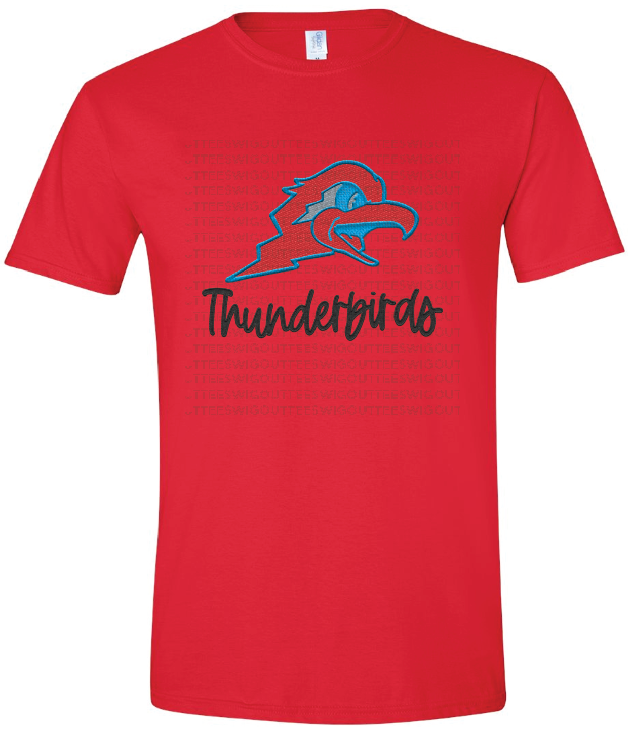 Thunderbird Football Logo *FAUX* Embroidery Gildan Softstyle T-Shirt