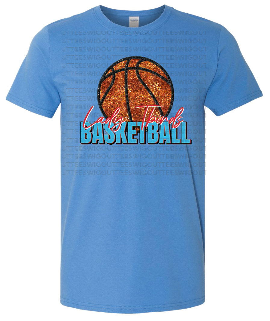 Faux Glitter Lady Tbirds Basketball Gildan Softstyle T-Shirt