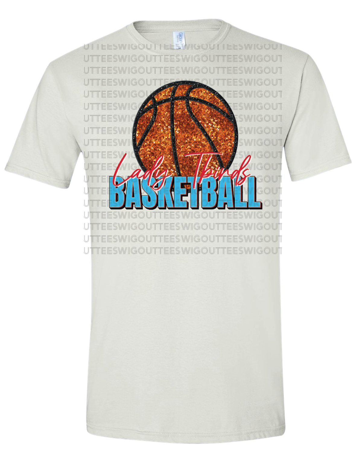Faux Glitter Lady Tbirds Basketball Gildan Softstyle T-Shirt