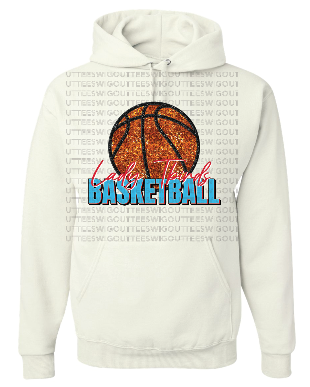 Faux Glitter Lady Tbirds Basketball Jerzees Nublend Hooded Sweatshirt