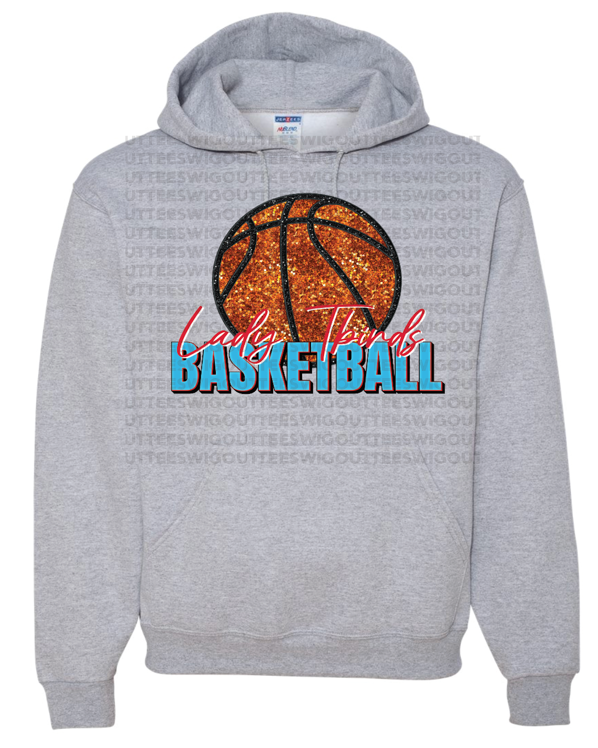 Faux Glitter Lady Tbirds Basketball Jerzees Nublend Hooded Sweatshirt