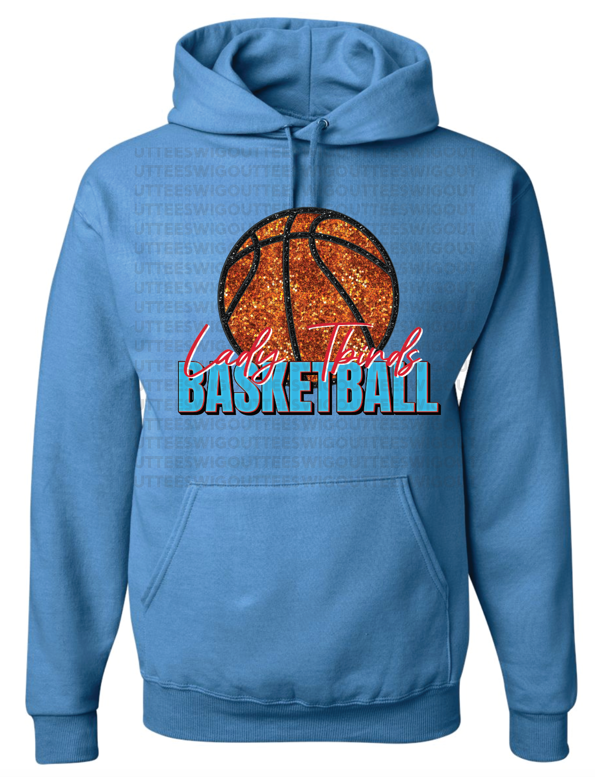 Faux Glitter Lady Tbirds Basketball Jerzees Nublend Hooded Sweatshirt