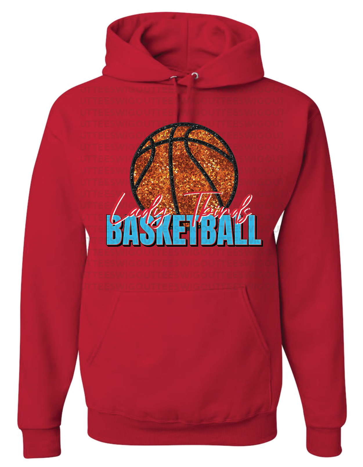 Faux Glitter Lady Tbirds Basketball Jerzees Nublend Hooded Sweatshirt
