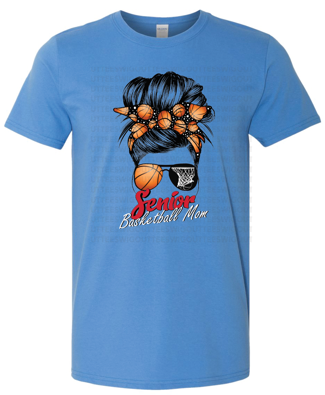 Senior Basketball Mom Bun Gildan Softstyle T-Shirt