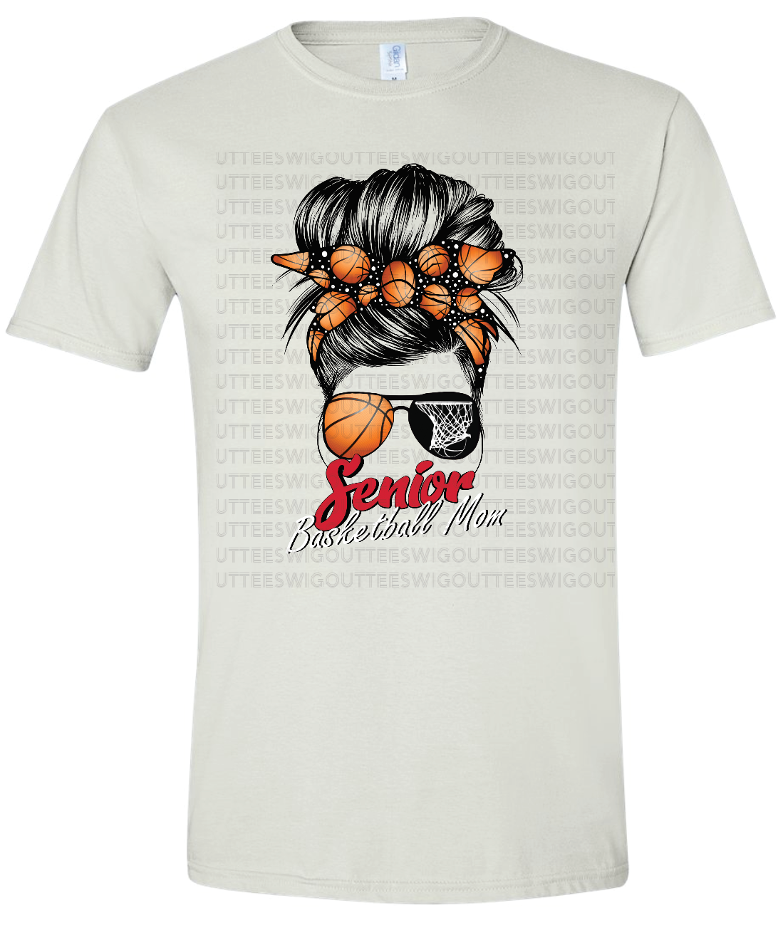 Senior Basketball Mom Bun Gildan Softstyle T-Shirt