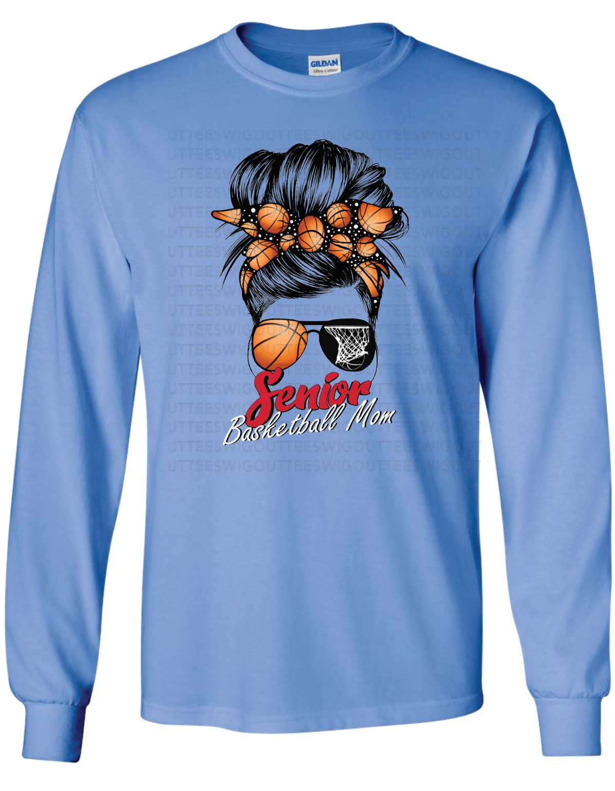 Senior Basketball Mom Bun Gildan Ultra Cotton Long Sleeve T-Shirt