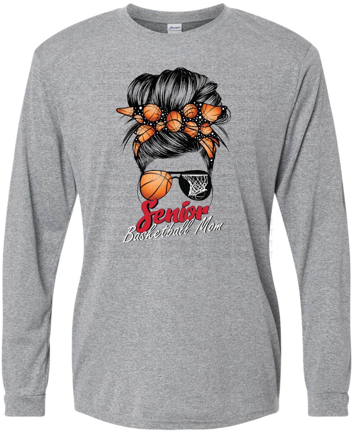 Senior Basketball Mom Bun Paragon Performance Long Sleeve T-shirt