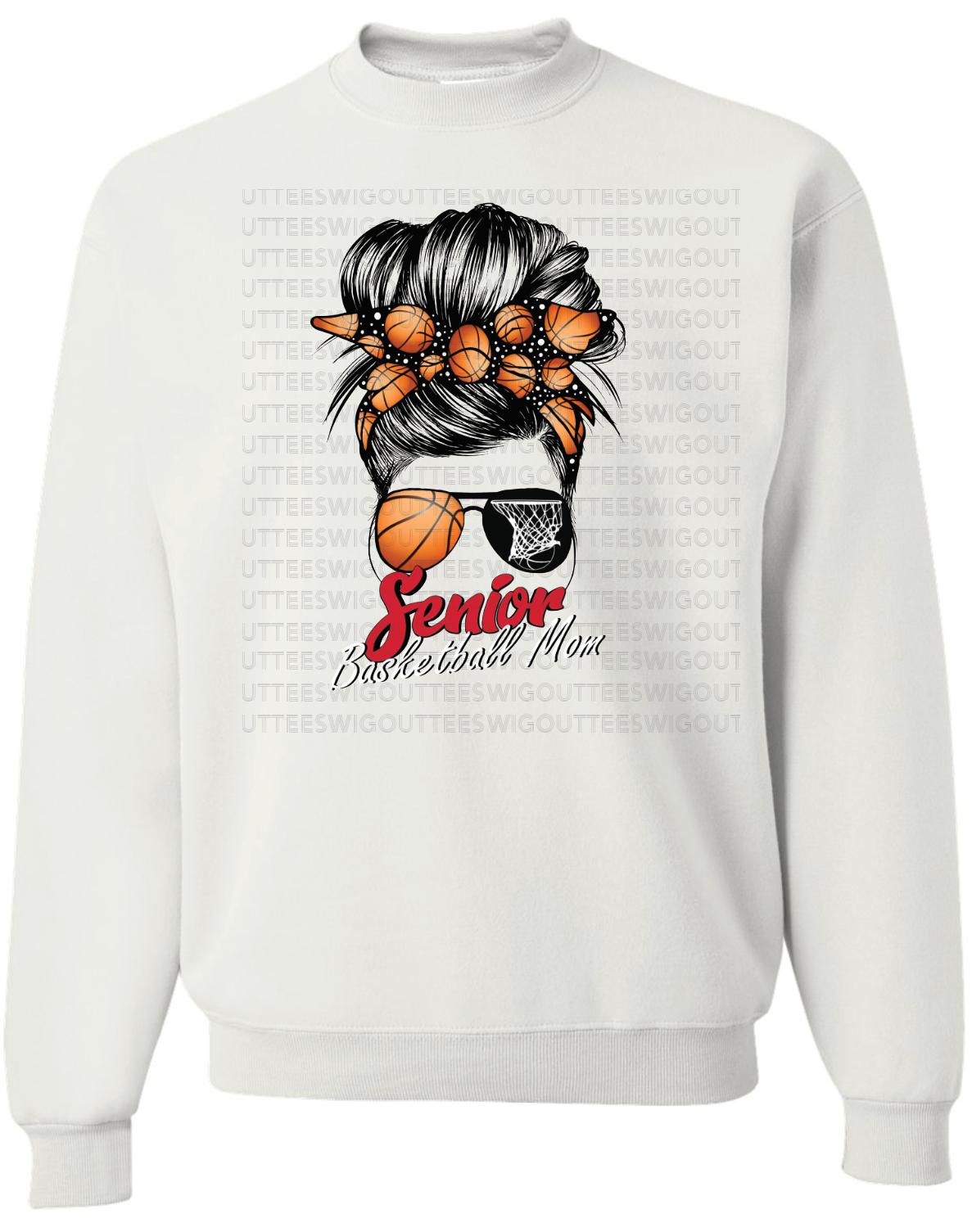 Senior Basketball Mom Bun Jerzees Nublend Crew Sweatshirt