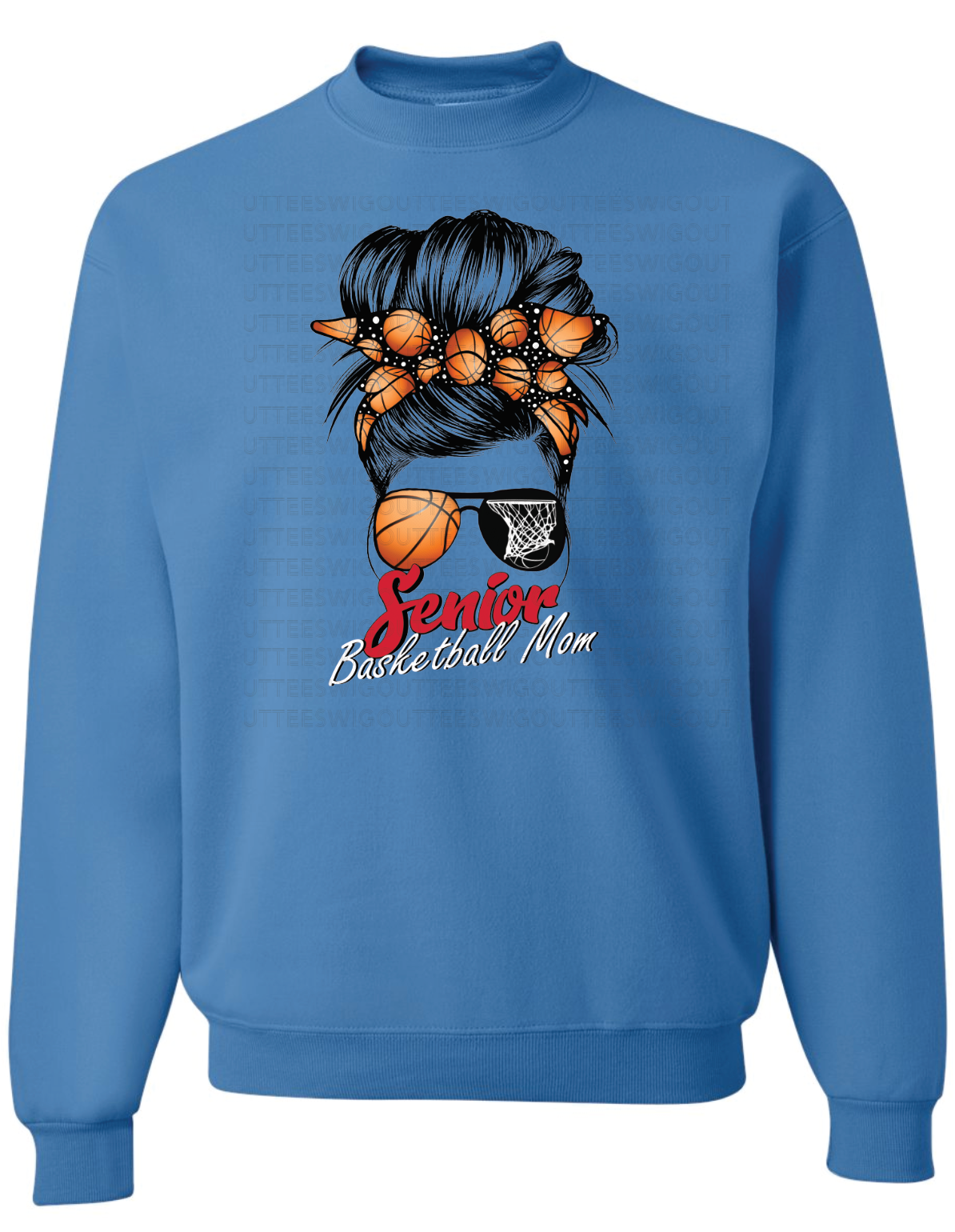 Senior Basketball Mom Bun Jerzees Nublend Crew Sweatshirt