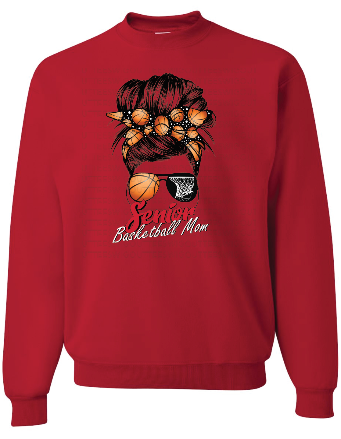 Senior Basketball Mom Bun Jerzees Nublend Crew Sweatshirt