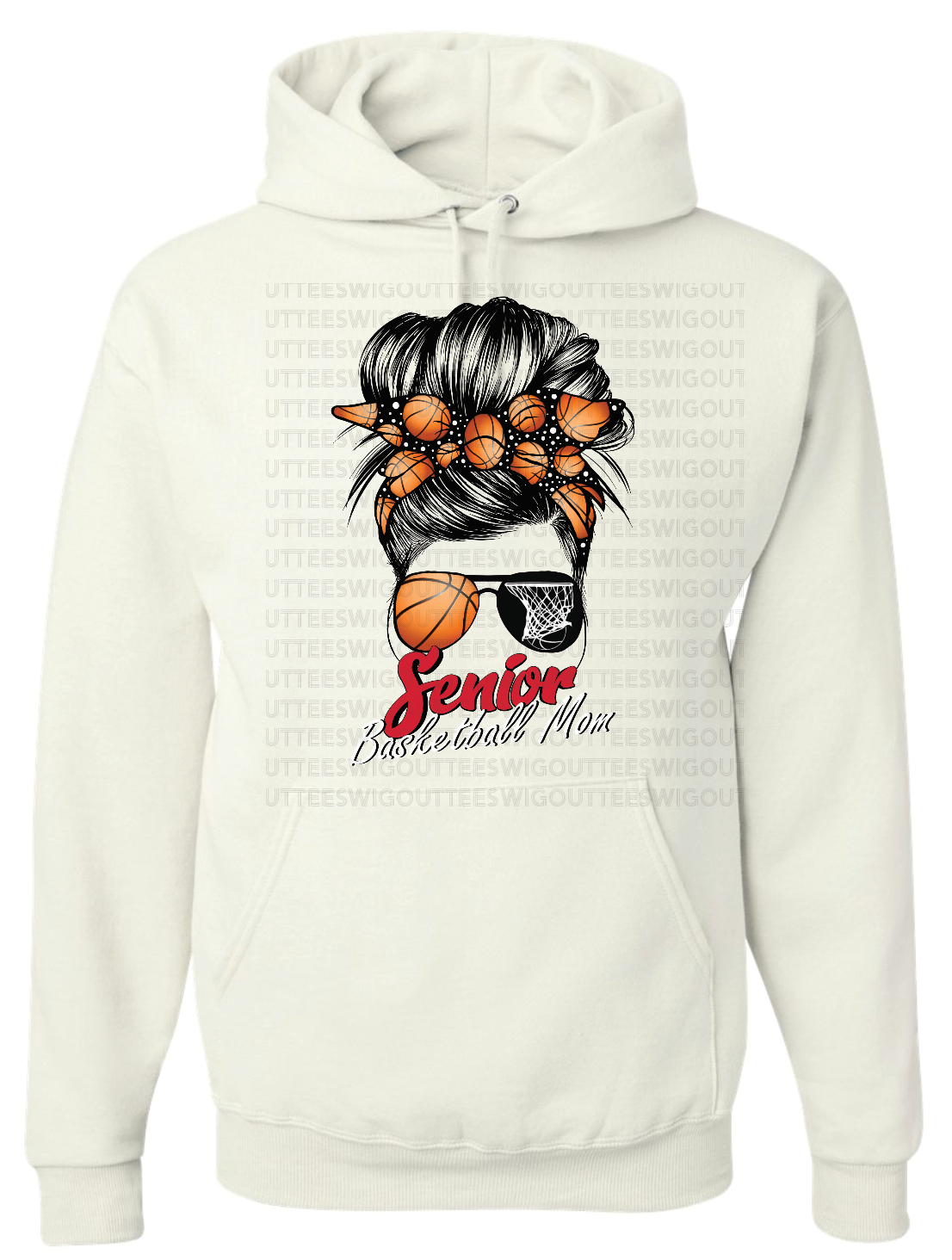 Senior Basketball Mom Bun Jerzees Nublend Hooded Sweatshirt