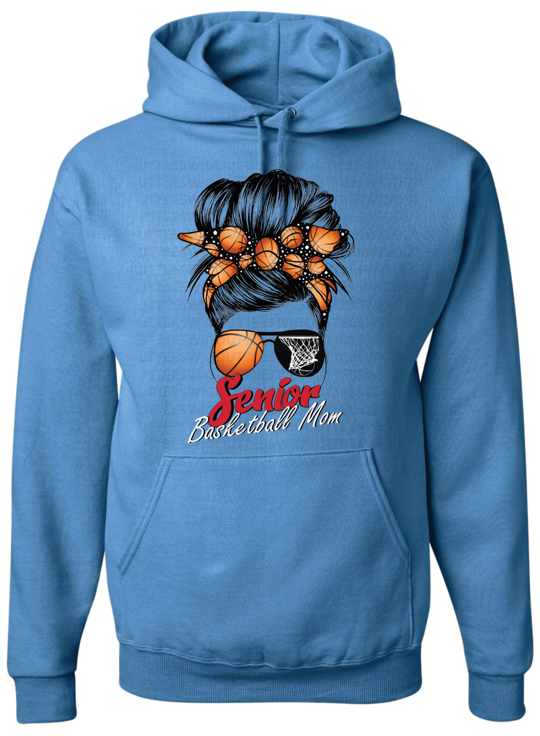 Senior Basketball Mom Bun Jerzees Nublend Hooded Sweatshirt