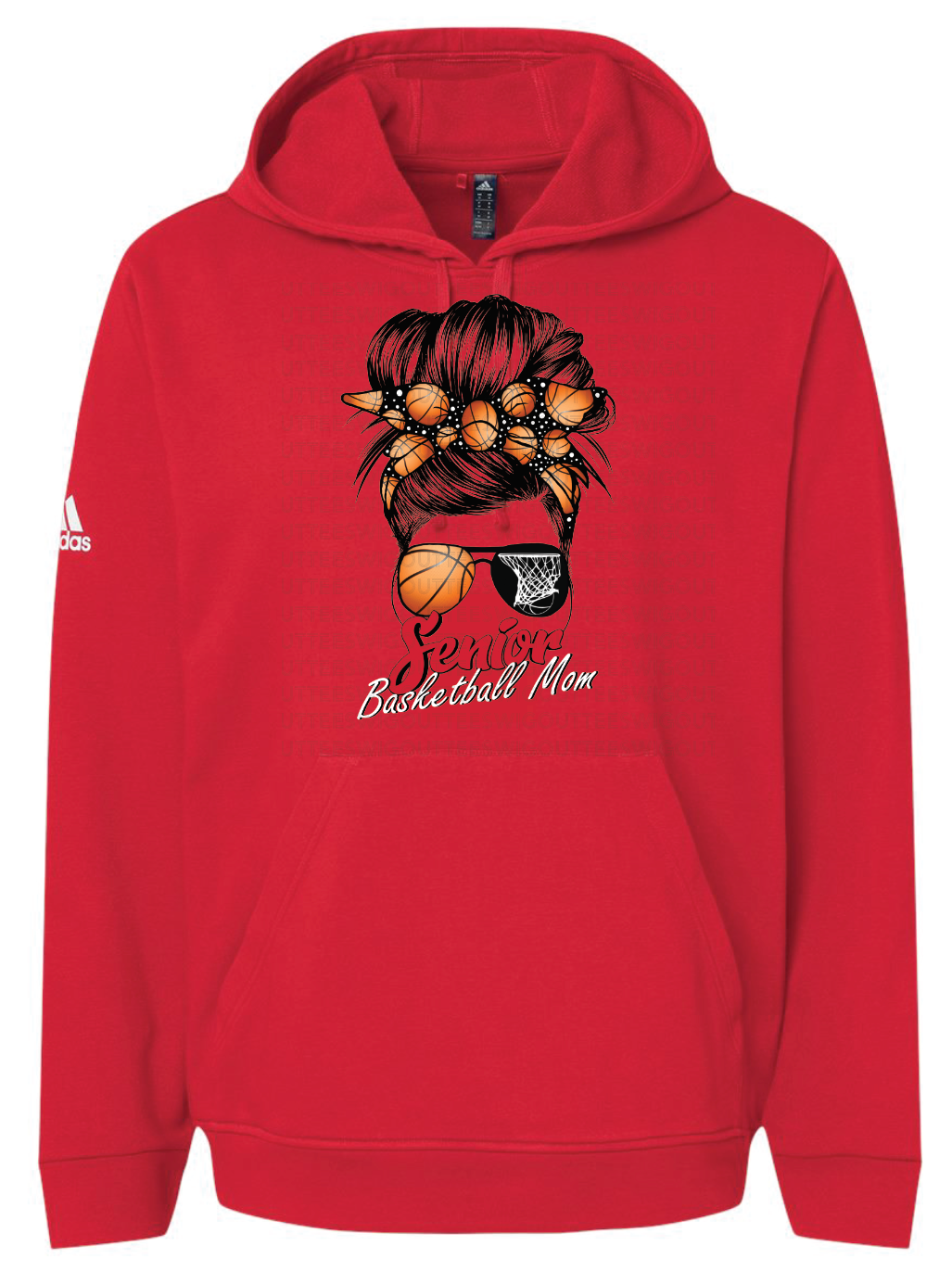 Senior Basketball Mom Bun Adidas Fleece Hooded Sweatshirt