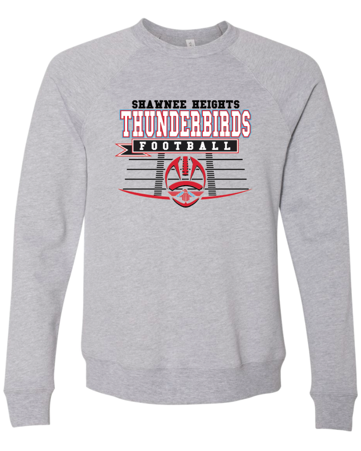 Shawnee Heights Thunderbirds Football Bella Canvas Crewneck Sweatshirt