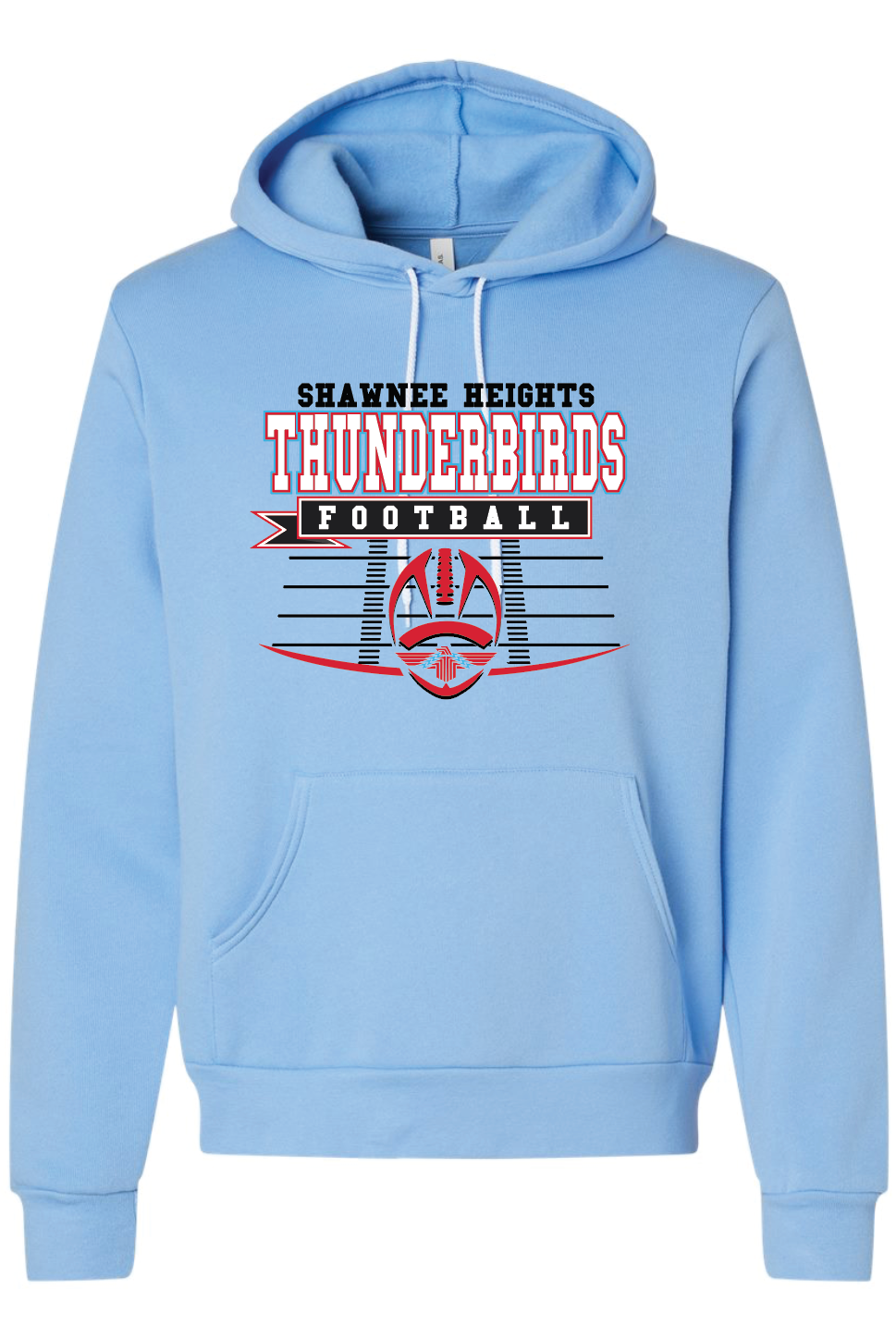 Shawnee Heights Thunderbirds Football Bella Canvas Sponge Fleece Hoodie