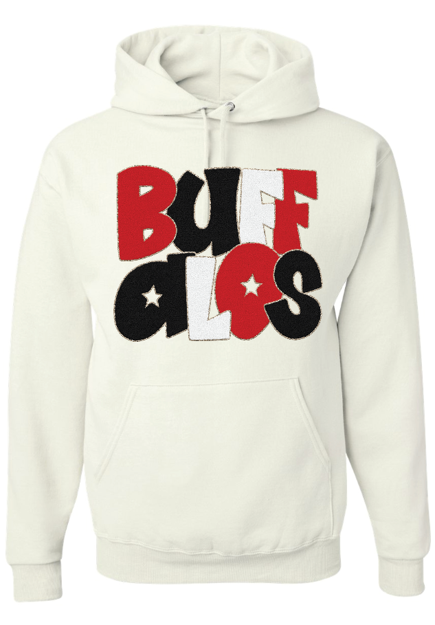 *Faux* Chenille Buffalos Jerzees NuBlend® Hooded Sweatshirt