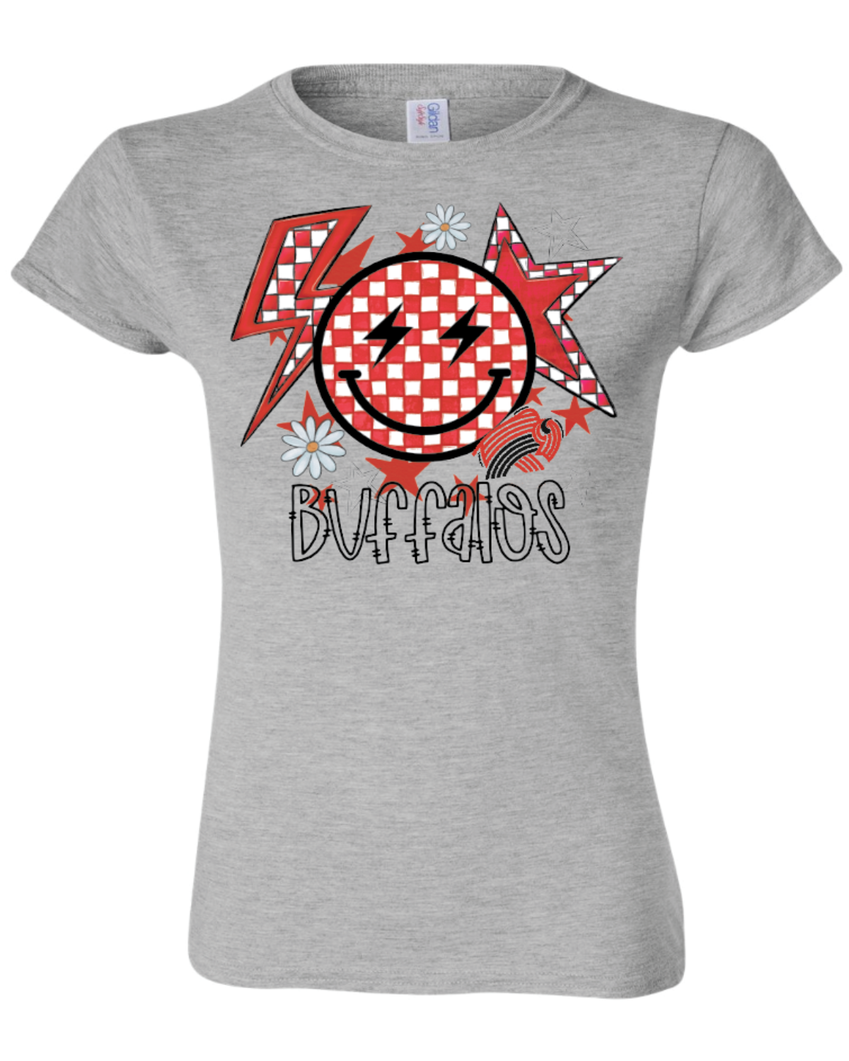 Checkered Buffalo Womens Gildan Softstyle T-Shirt