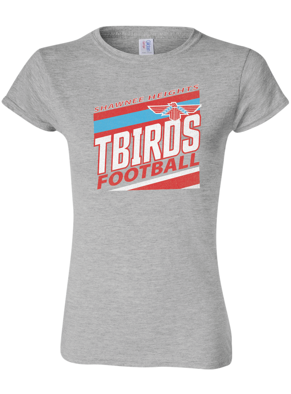 Tbirds Football Stripes Womens Gildan Softstyle T-Shirt
