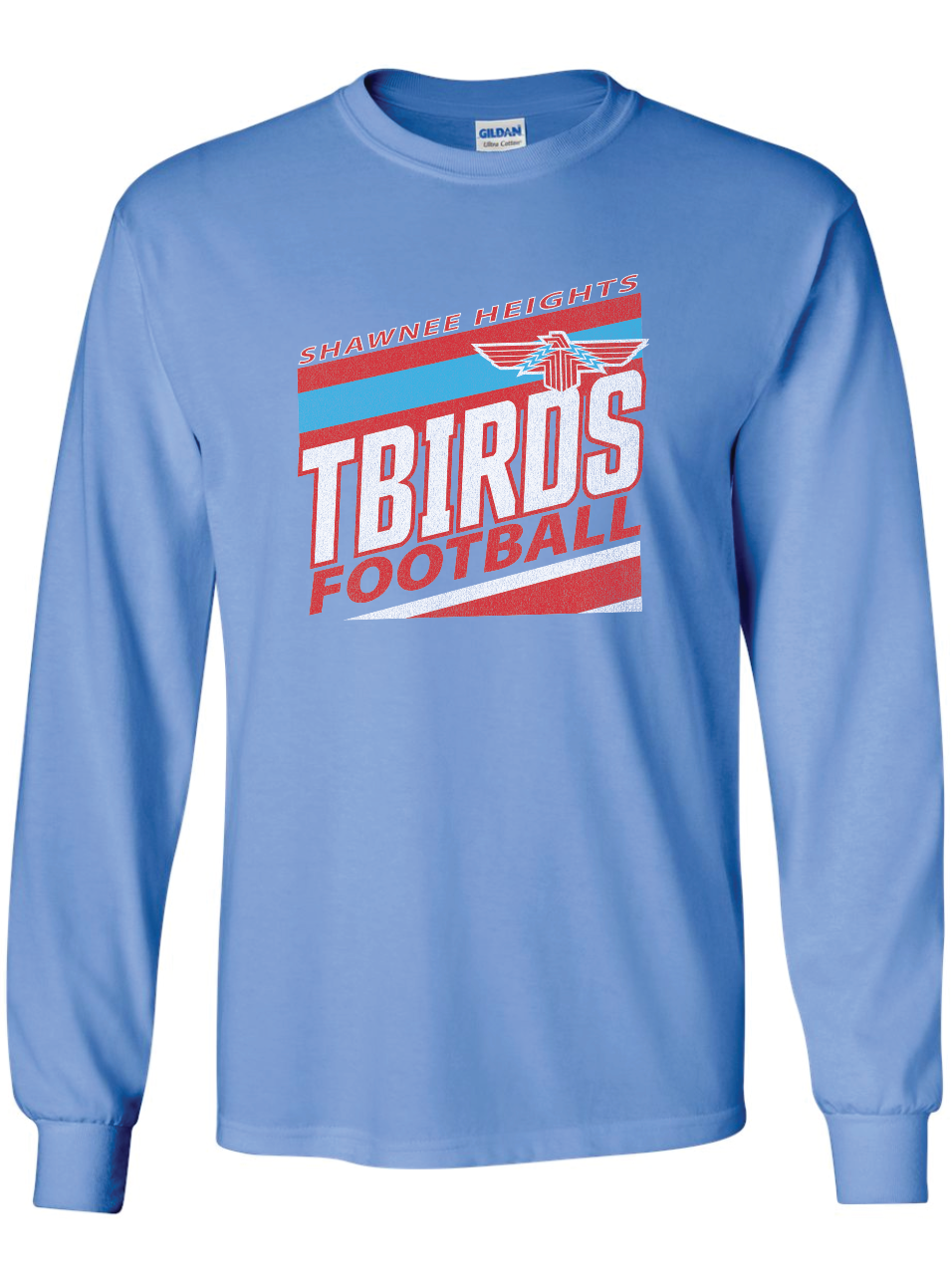 Tbirds Football Stripes Gildan Ultra Cotton Long Sleeve T-Shirt