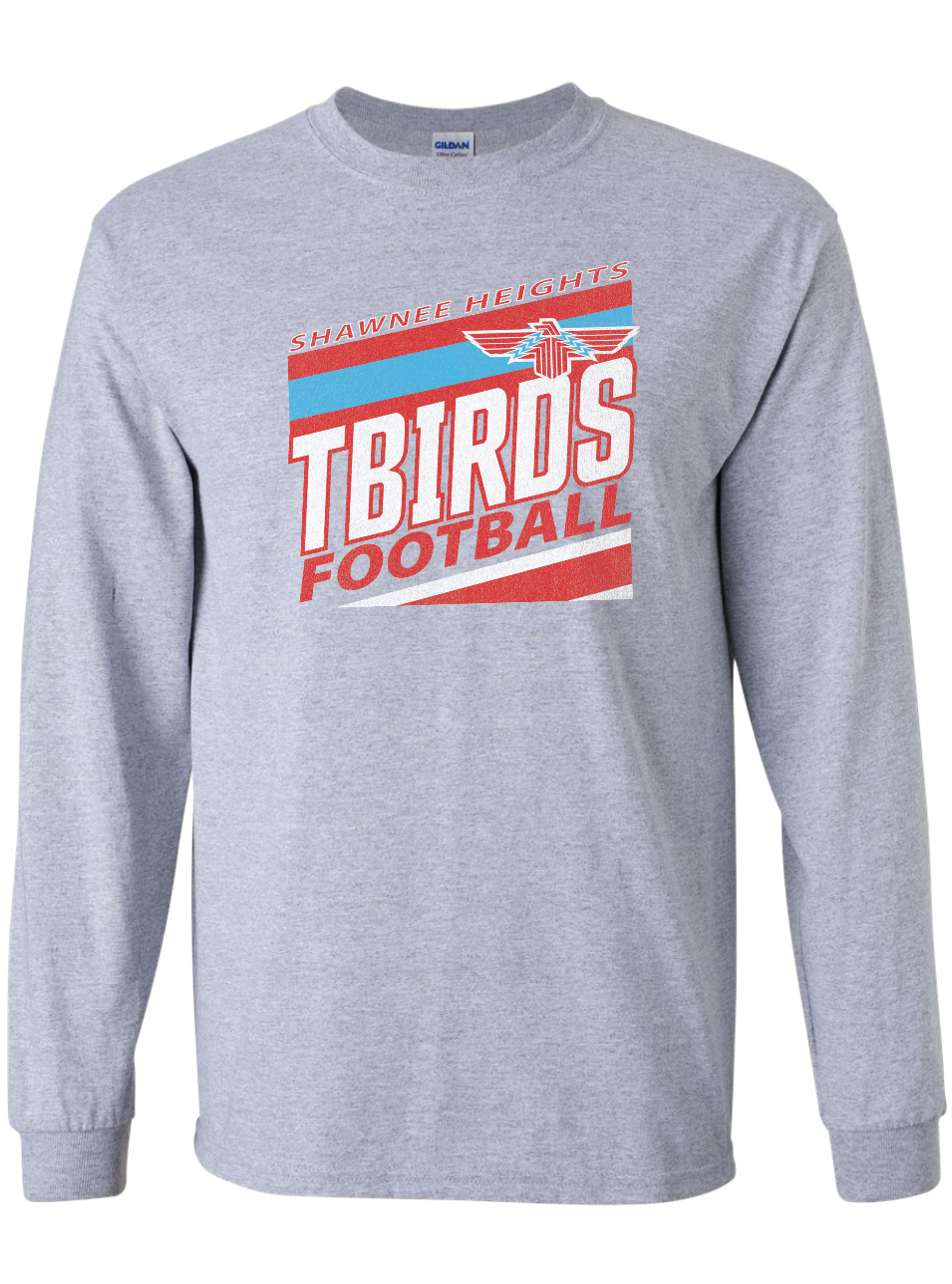 Tbirds Football Stripes Gildan Ultra Cotton Long Sleeve T-Shirt