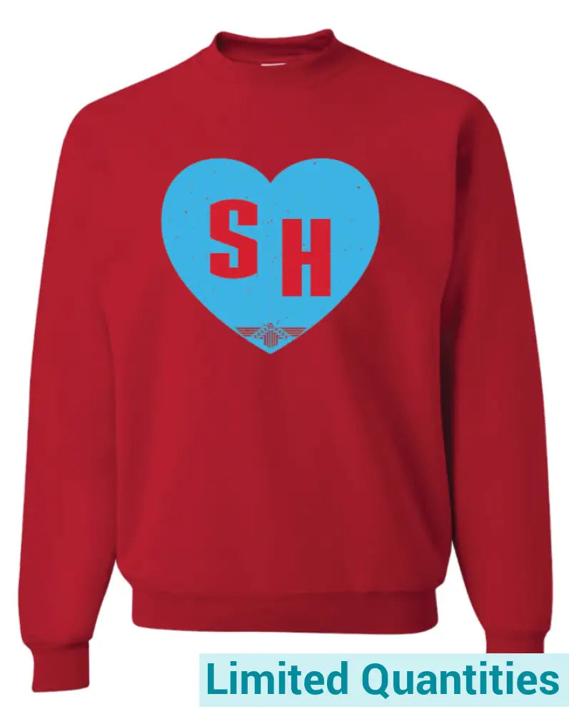 Sh Heart Jerzees Nublend Crew Sweatshirt Yxs / Red No