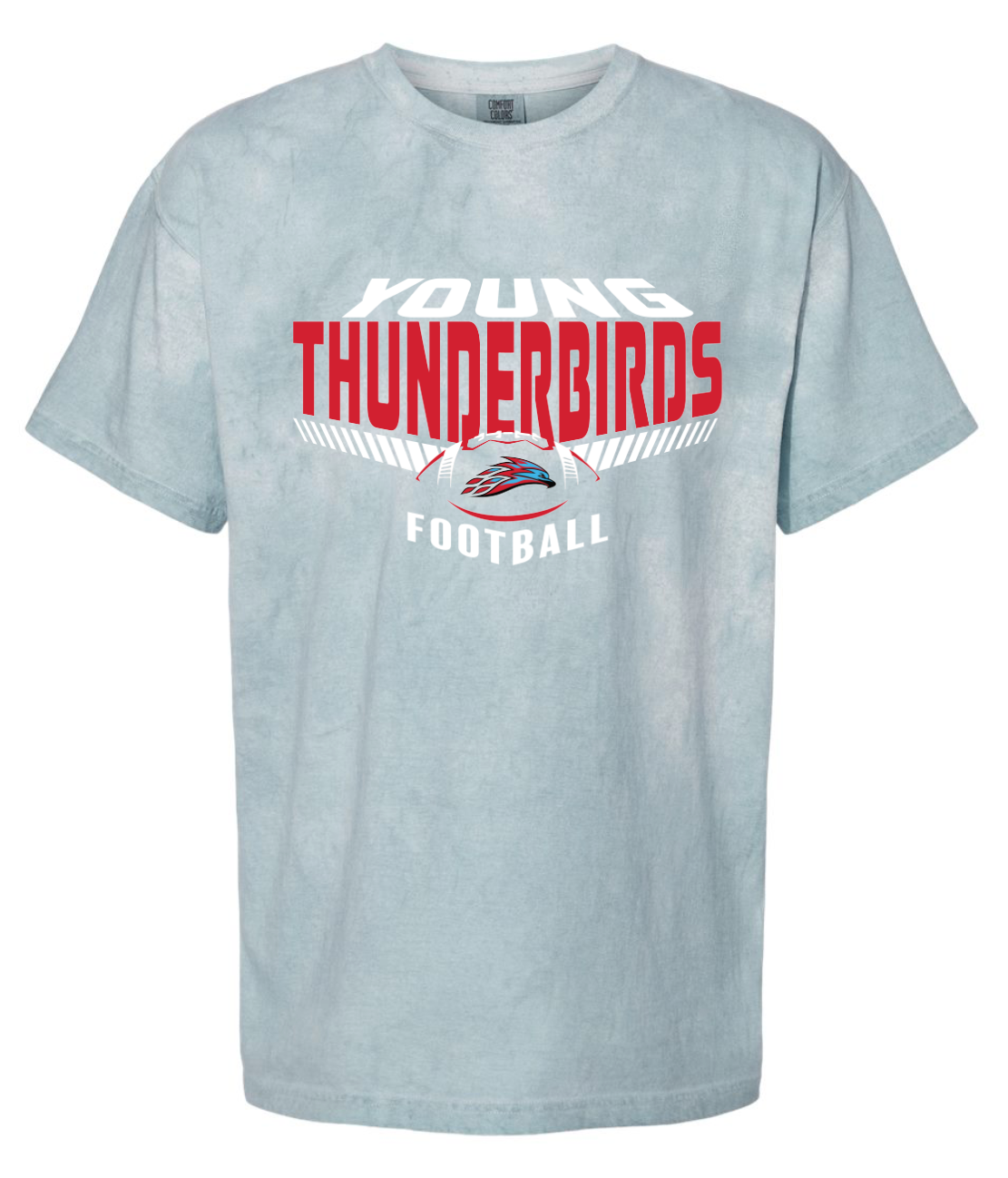 Young Thunderbirds Distressed Comfort Colors Football Tee