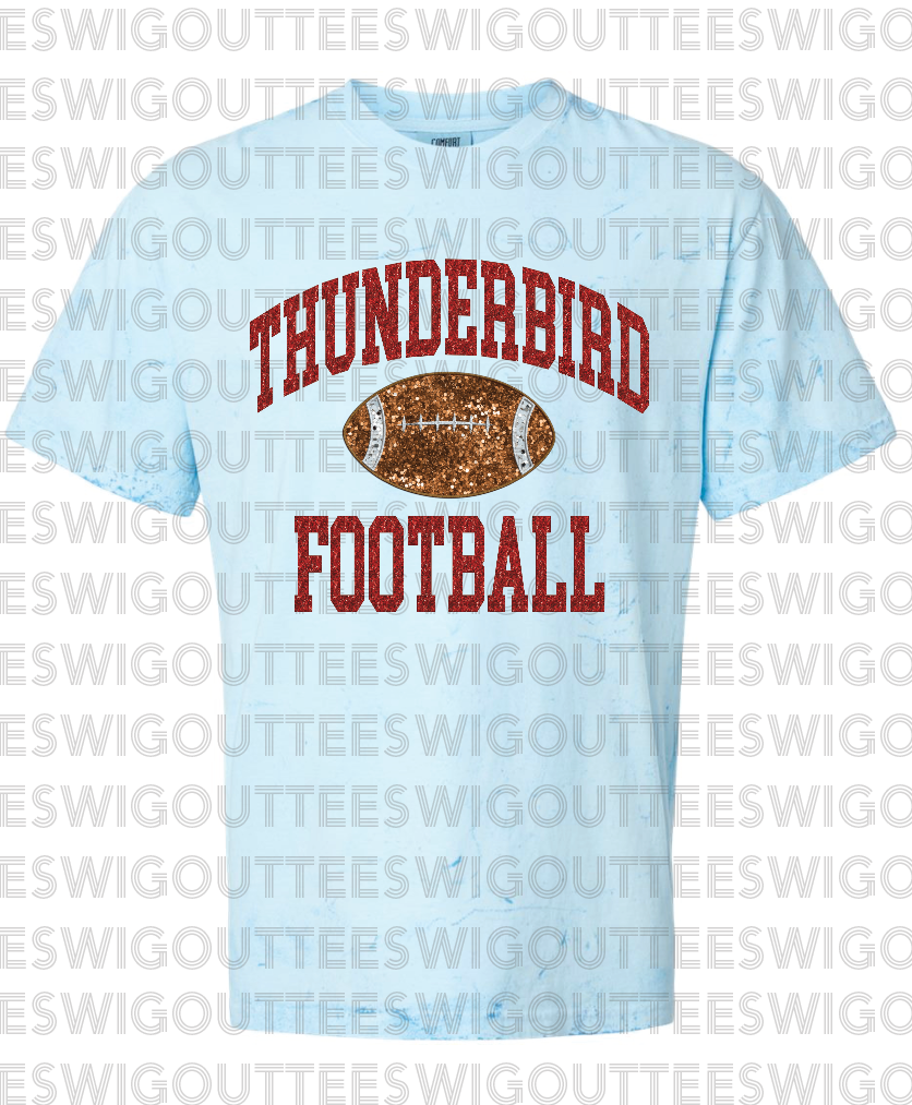 Thunderbird Football "FAUX" Sparkle on Comfort Color