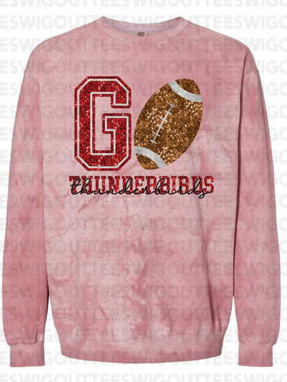 GO Thunderbirds Football "FAUX" Sparkle on Comfort Color