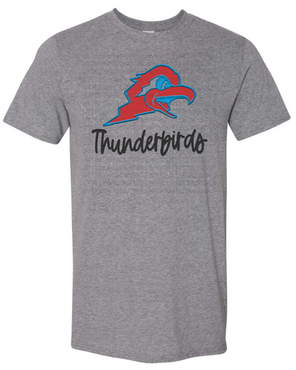 Thunderbird Football Logo *FAUX* Embroidery Gildan Softstyle T-Shirt