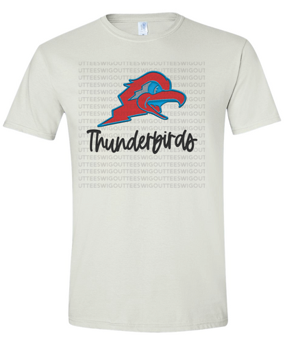 Thunderbird Football Logo *FAUX* Embroidery Gildan Softstyle T-Shirt