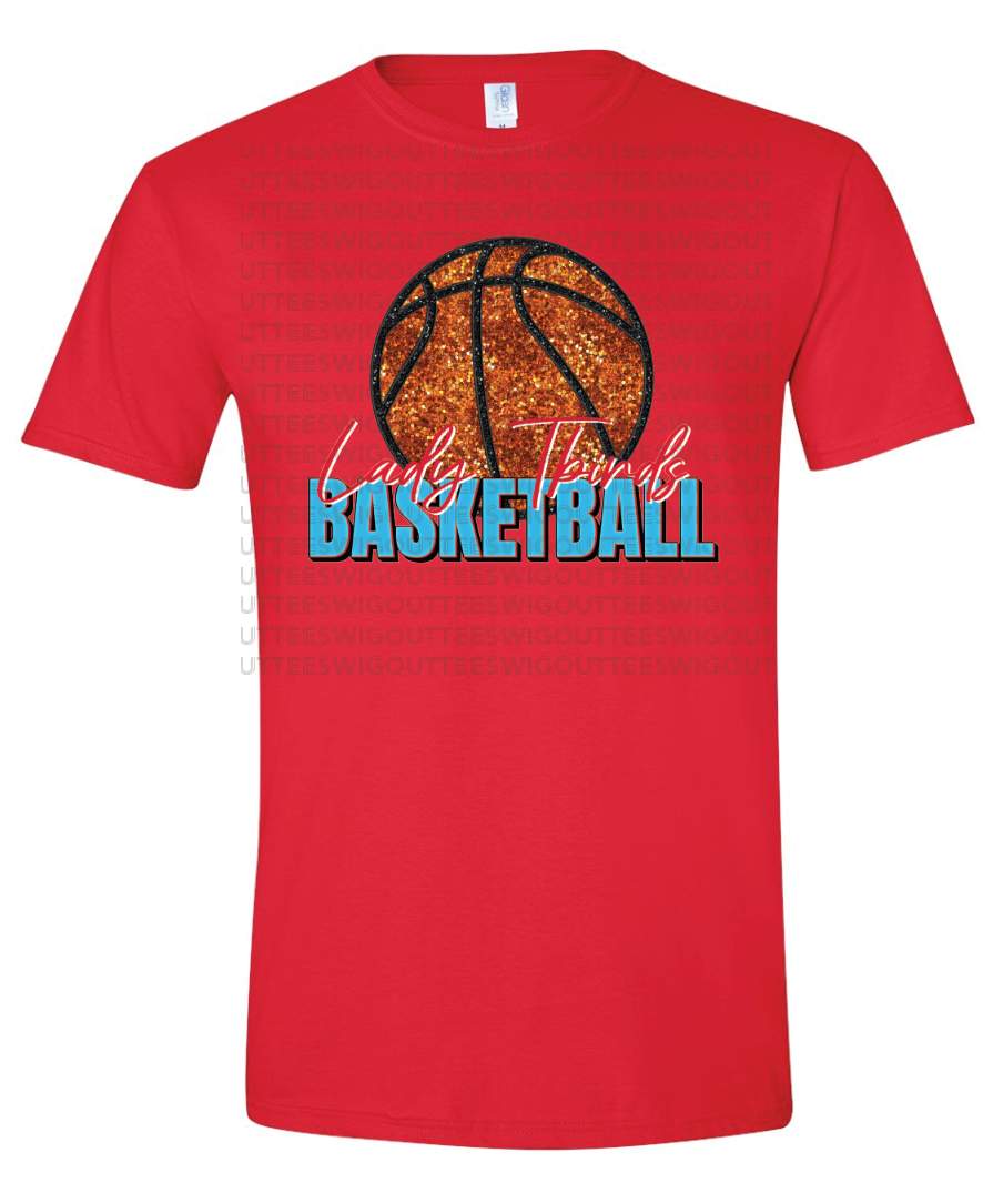 Faux Glitter Lady Tbirds Basketball Gildan Softstyle T-Shirt