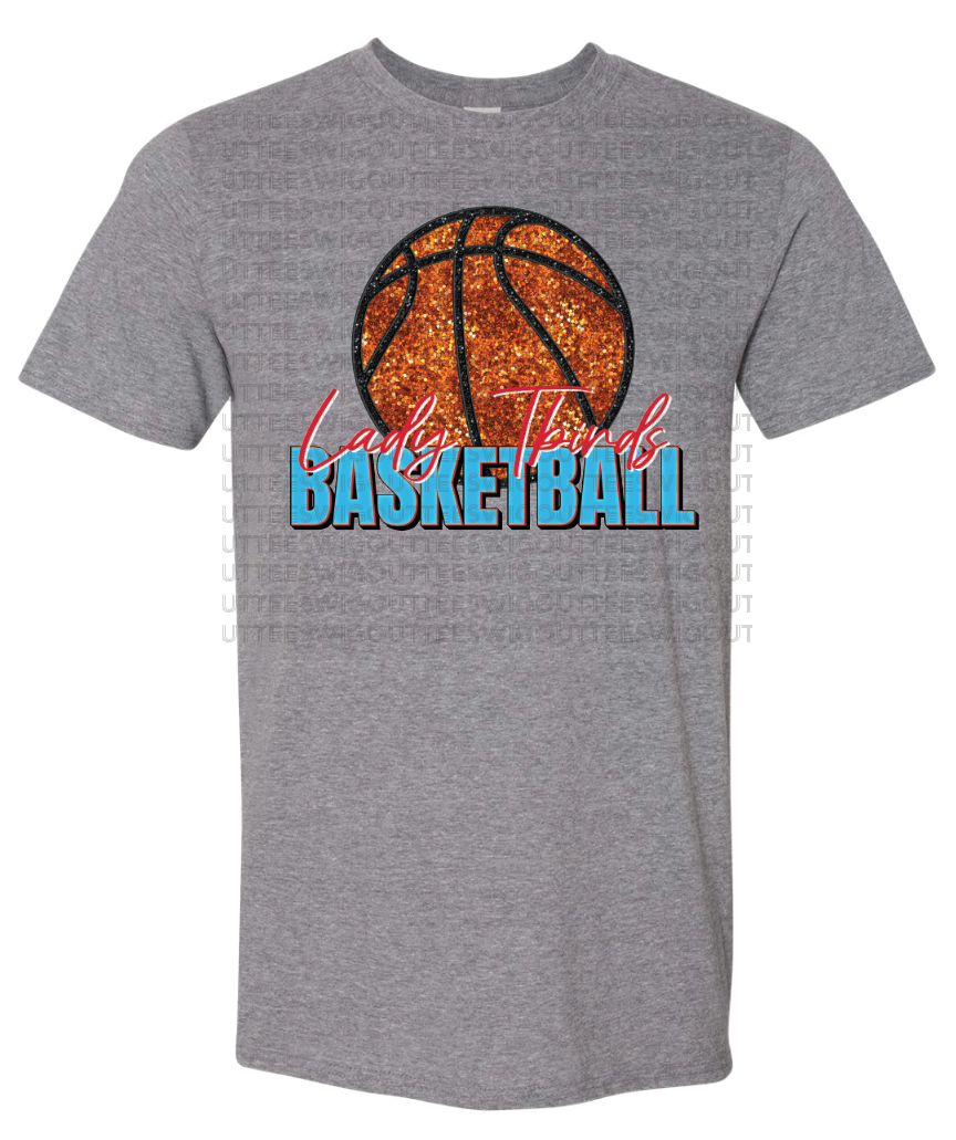 Faux Glitter Lady Tbirds Basketball Gildan Softstyle T-Shirt