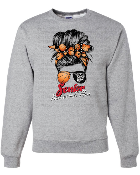 Senior Basketball Mom Bun Jerzees Nublend Crew Sweatshirt