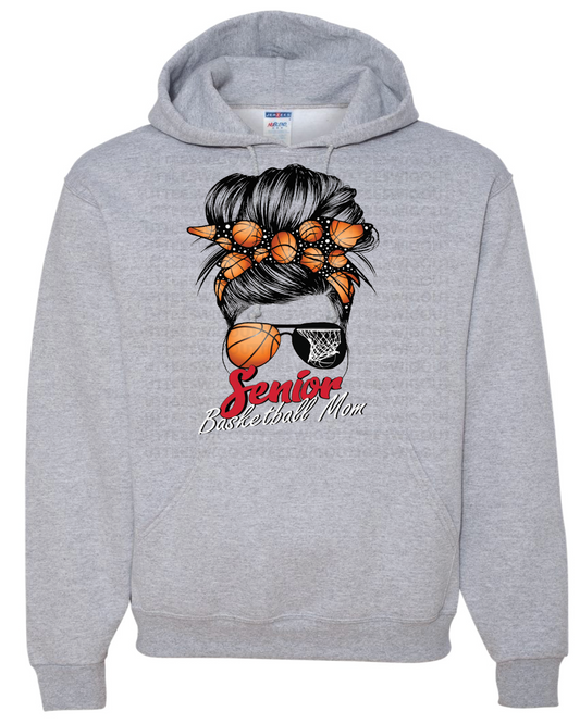 Senior Basketball Mom Bun Jerzees Nublend Hooded Sweatshirt