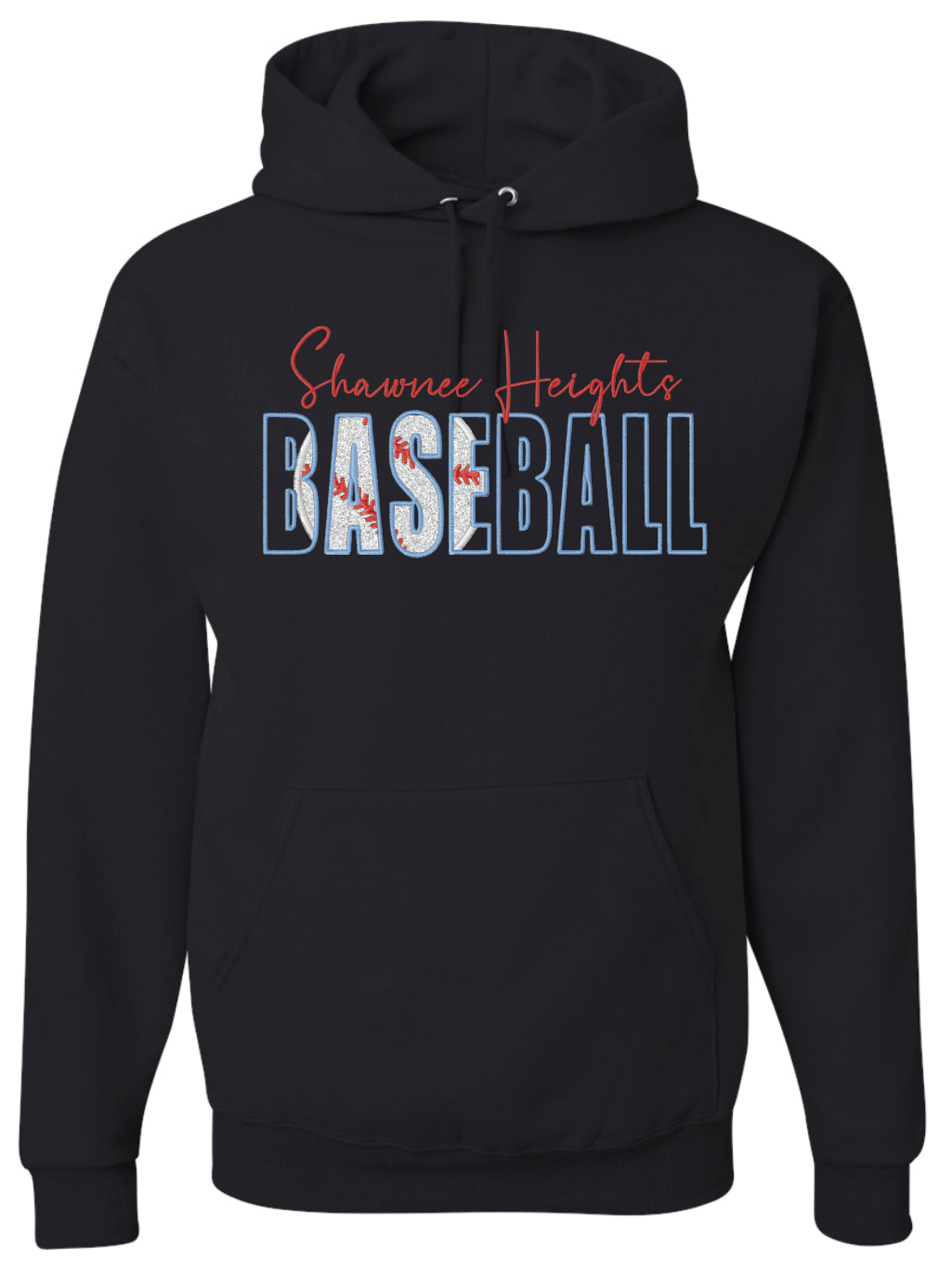 Shawnee Heights Embroidered Glitter Baseball