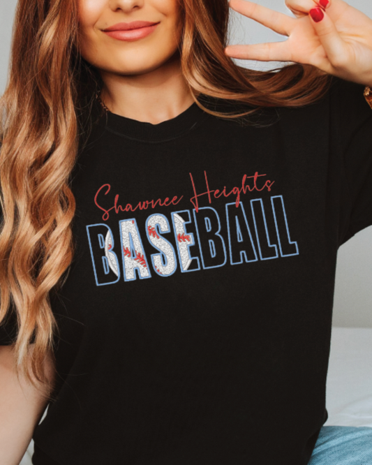 Shawnee Heights Embroidered Glitter Baseball