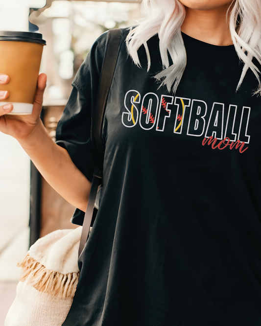 Embroidered Softball Mom - No Glitter