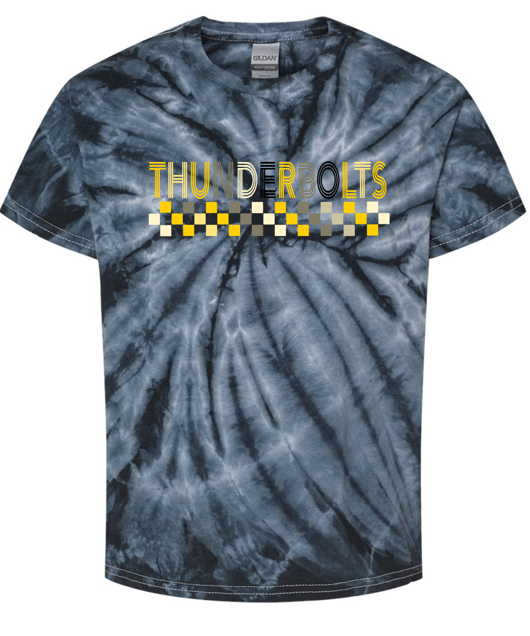 Checkered Thunderbolts Tie-Dyed T-Shirt