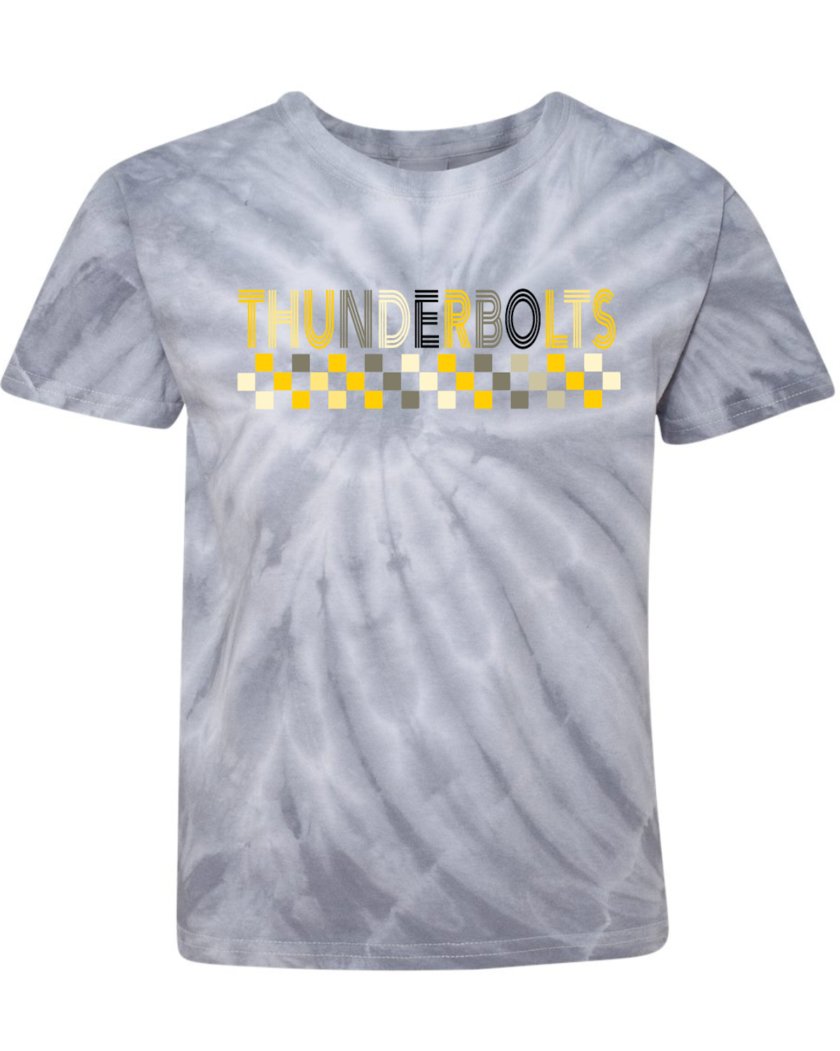 Checkered Thunderbolts Tie-Dyed T-Shirt