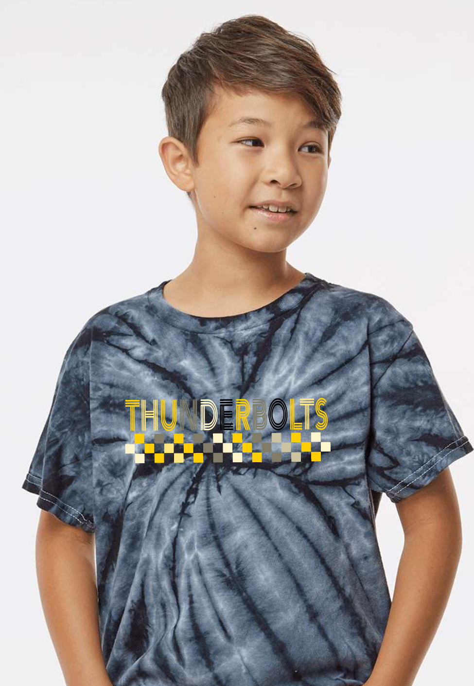 Checkered Thunderbolts Tie-Dyed T-Shirt