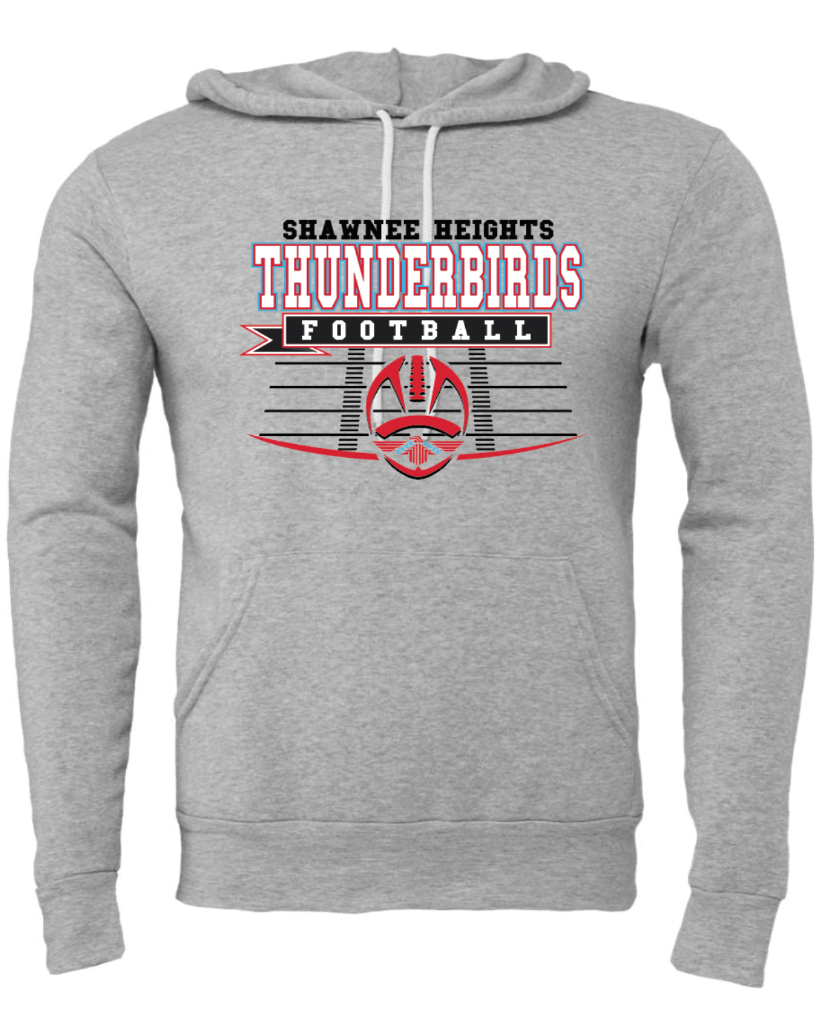 Shawnee Heights Thunderbirds Football Bella Canvas Sponge Fleece Hoodie