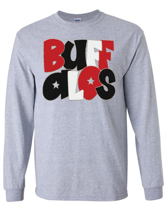 *Faux* Chenille Buffalos Long Sleeve T-Shirt